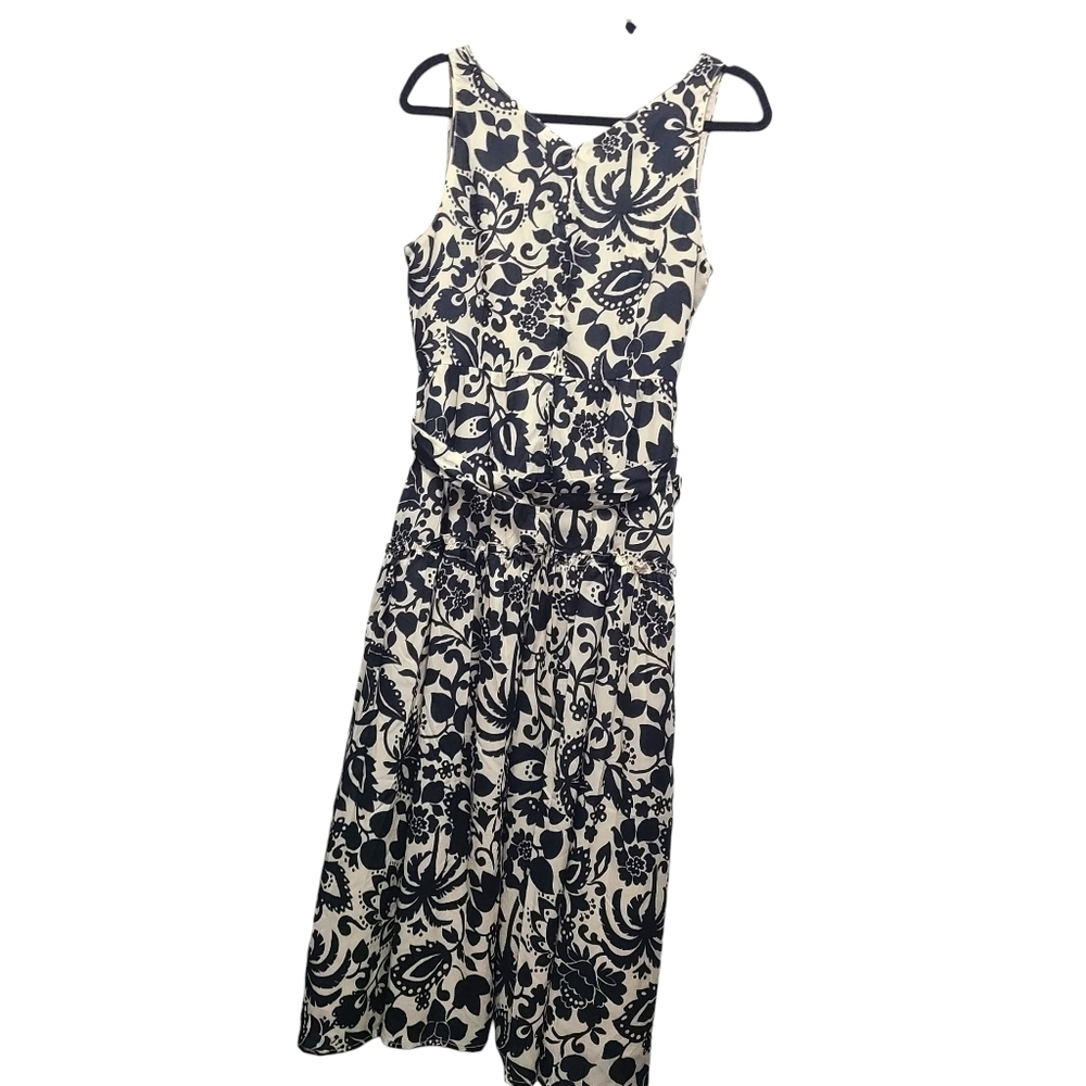 Ann Taylor Monochrome Floral Sleeveless Midi Dress 8P - Picture 5 of 16